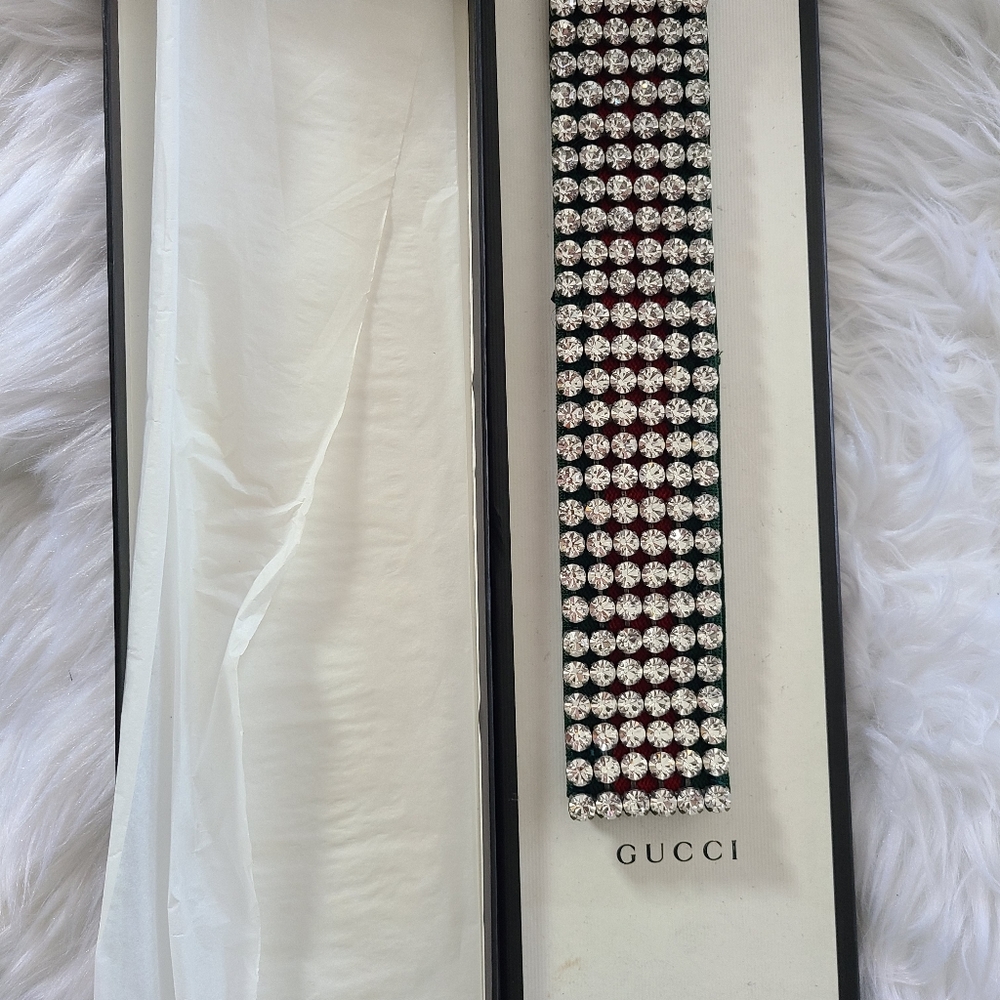 Gucci Crystal Embellished Web Headband